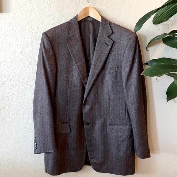 Ermenegildo Zegna Brown herringbone sports coat cashmere & silk